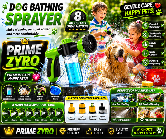 🐾 Prime Zyro Pet Bathing Sprayer – Easy Wash, Happy Pets!