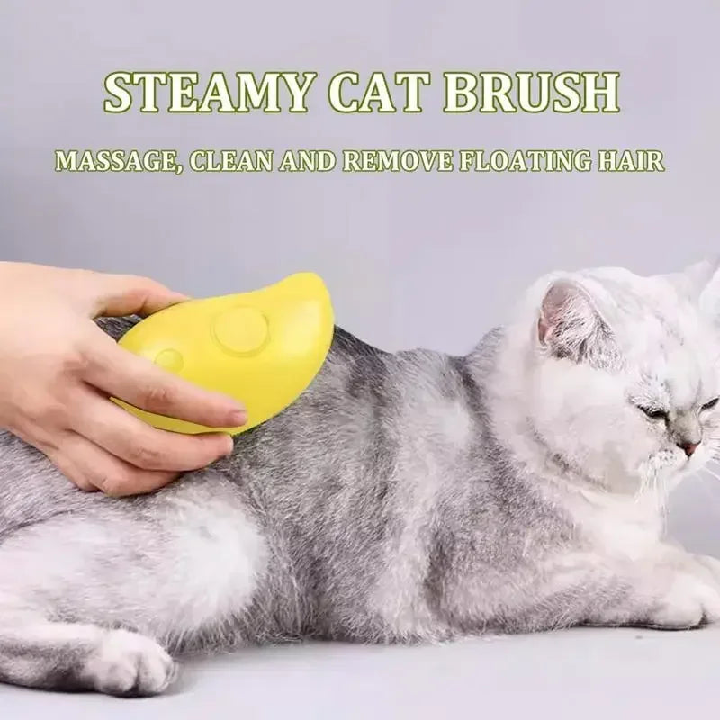 🐾 Steamy Cat Brush – Gentle Grooming Your Cat Will Love