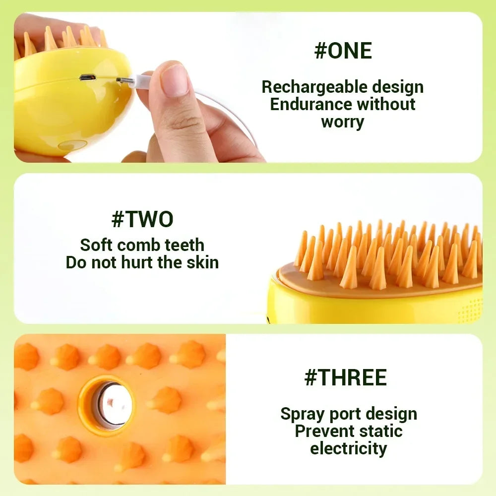 🐾 Steamy Cat Brush – Gentle Grooming Your Cat Will Love
