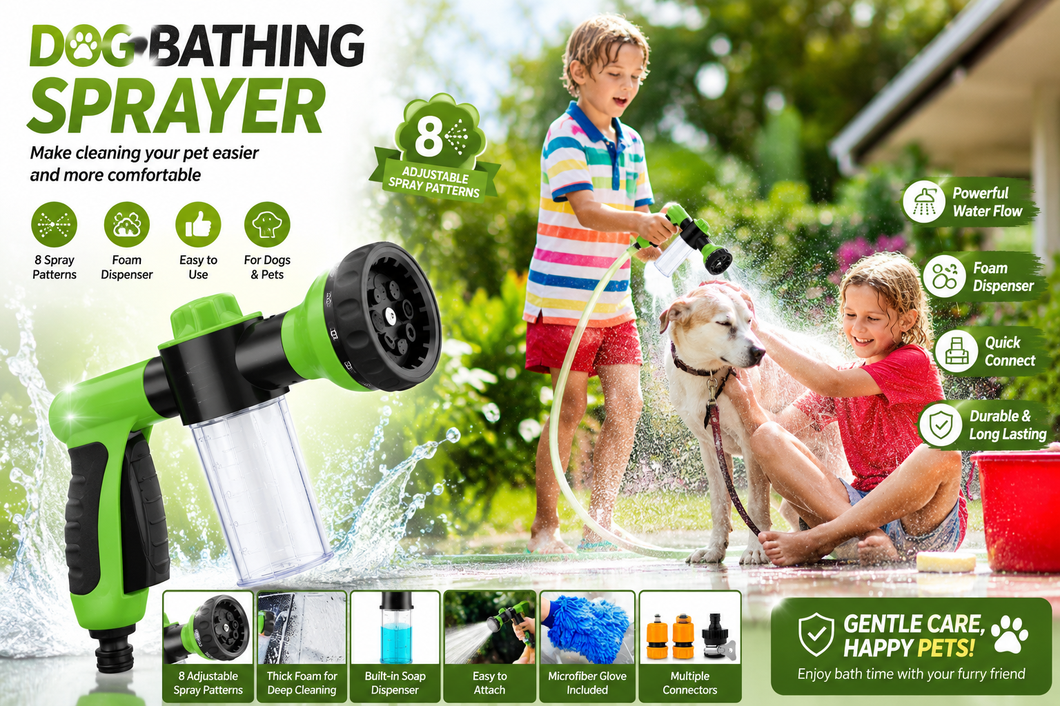 🐾 Prime Zyro Pet Bathing Sprayer – Easy Wash, Happy Pets!