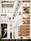 ☕✨ PRIME ZYRO Rechargeable Milk Frother ✨☕