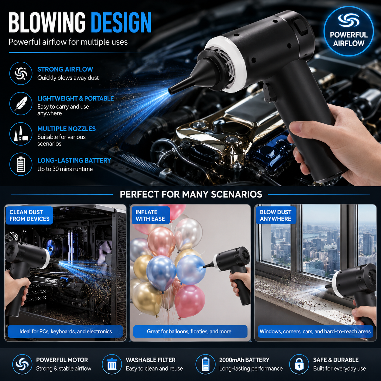 🔥 Powerful Wireless Car Vacuum Cleaner – Clean Anywhere Anytime!