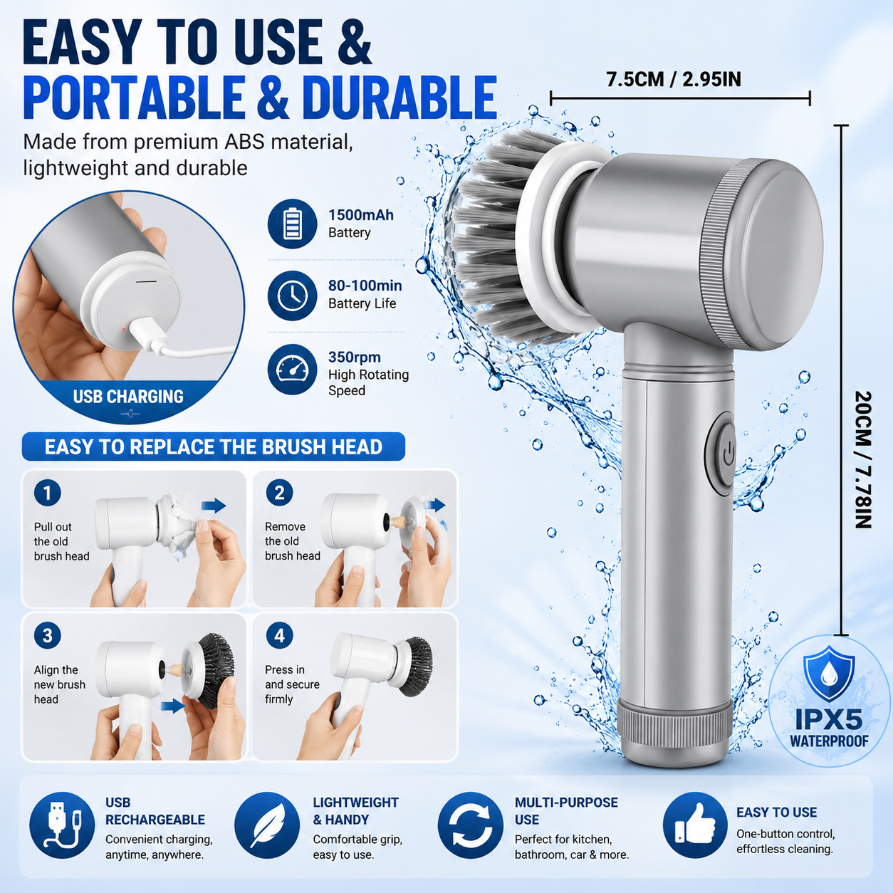 ✨ Powerful Electric Cleaning Brush – Clean Faster & Smarter