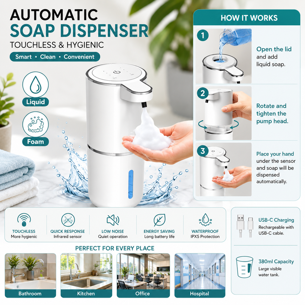 ✨ Smart Automatic Soap Dispenser – Touchless & Hygienic