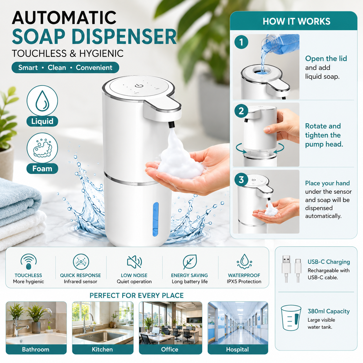 ✨ Smart Automatic Soap Dispenser – Touchless & Hygienic