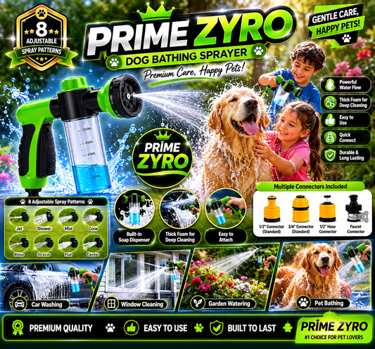 🐾 Prime Zyro Pet Bathing Sprayer – Easy Wash, Happy Pets!