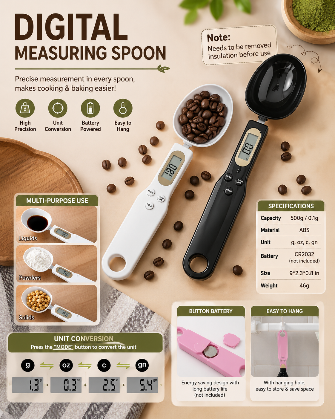 Digital Measuring Spoon Scale 🖤✨