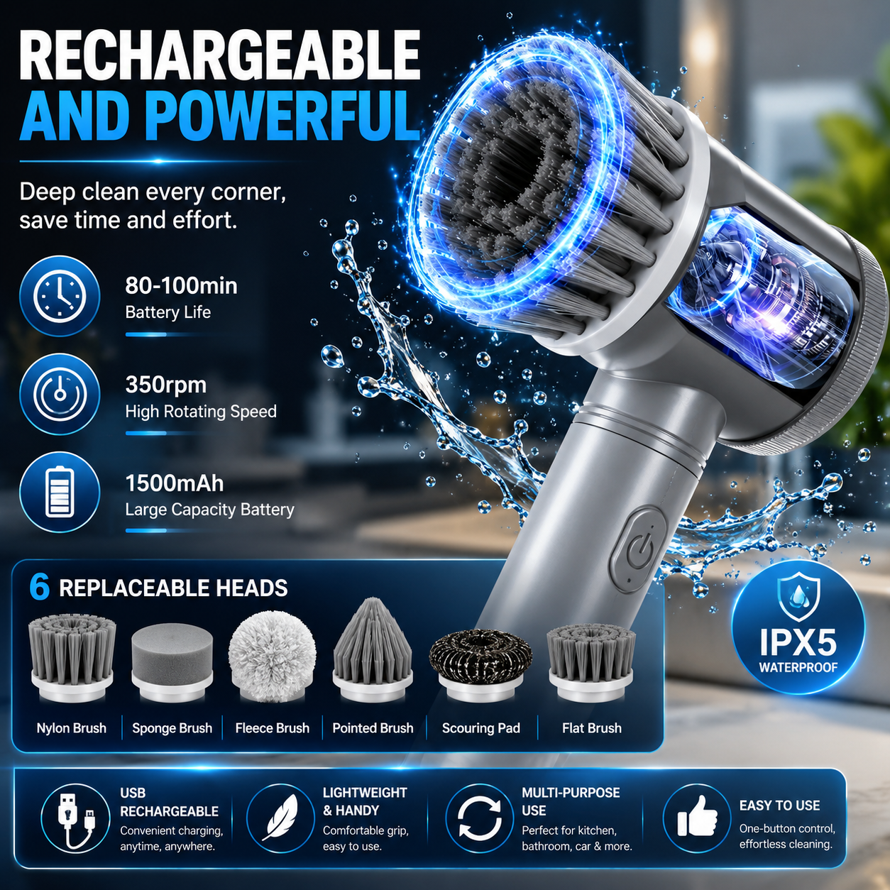 ✨ Powerful Electric Cleaning Brush – Clean Faster & Smarter